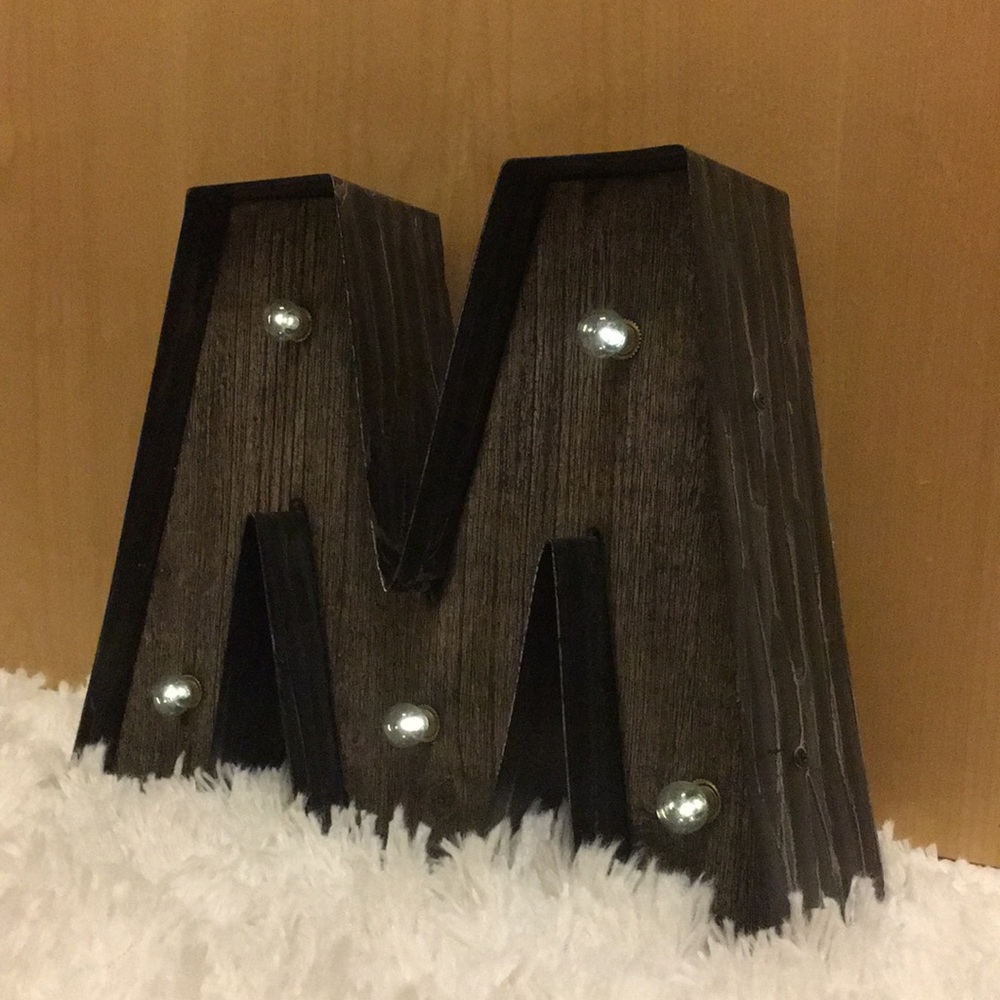 Marquee letter M decor, distressed, rustic